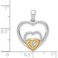 14K Two-Tone Gold Diamond Triple Heart Pendant - 0.033 Carat Total Diamond Weight by Monteluci Fine Jewelry