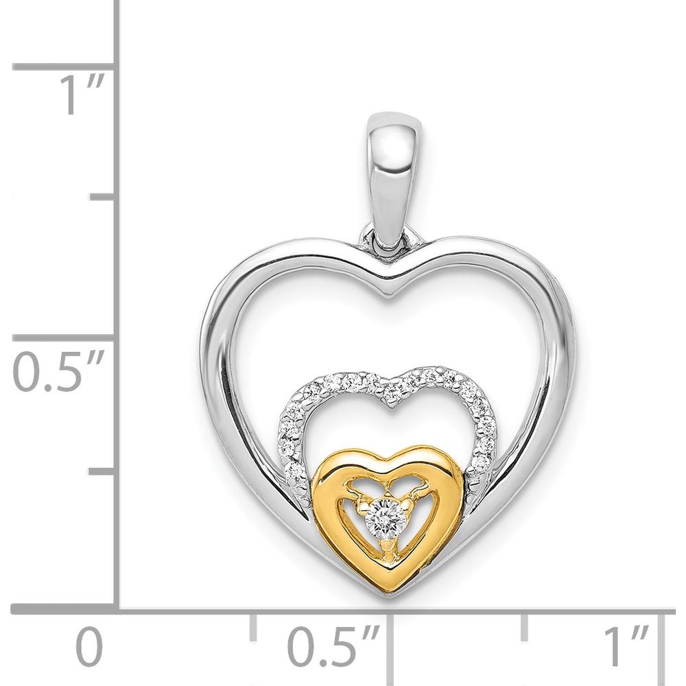 14K Two-Tone Gold Diamond Triple Heart Pendant - 0.033 Carat Total Diamond Weight by Monteluci Fine Jewelry