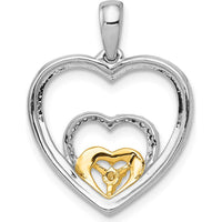 14K Two-Tone Gold Diamond Triple Heart Pendant - 0.033 Carat Total Diamond Weight by Monteluci Fine Jewelry