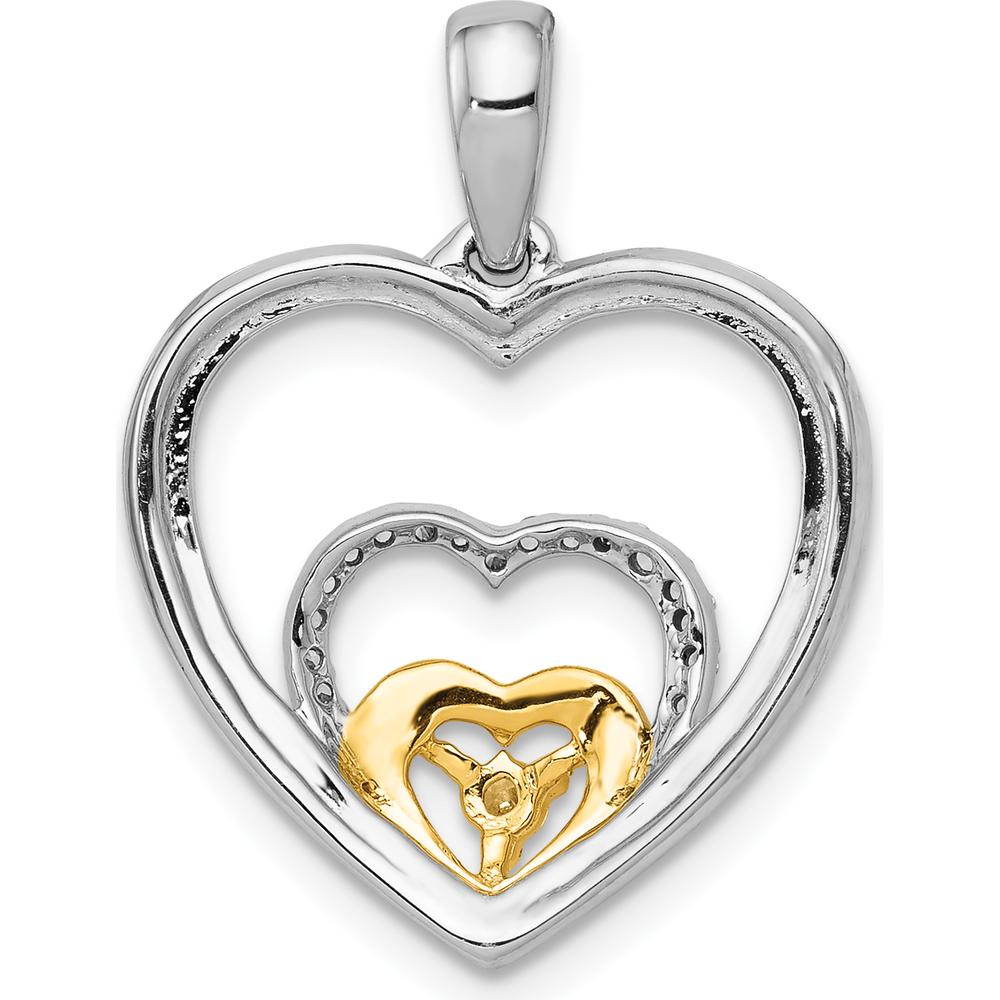 14K Two-Tone Gold Diamond Triple Heart Pendant - 0.033 Carat Total Diamond Weight by Monteluci Fine Jewelry