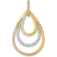 14K Two-Tone Gold Diamond Triple Teardrop Pendant - 1/2 Carat Total Diamond Weight by Monteluci Fine Jewelry