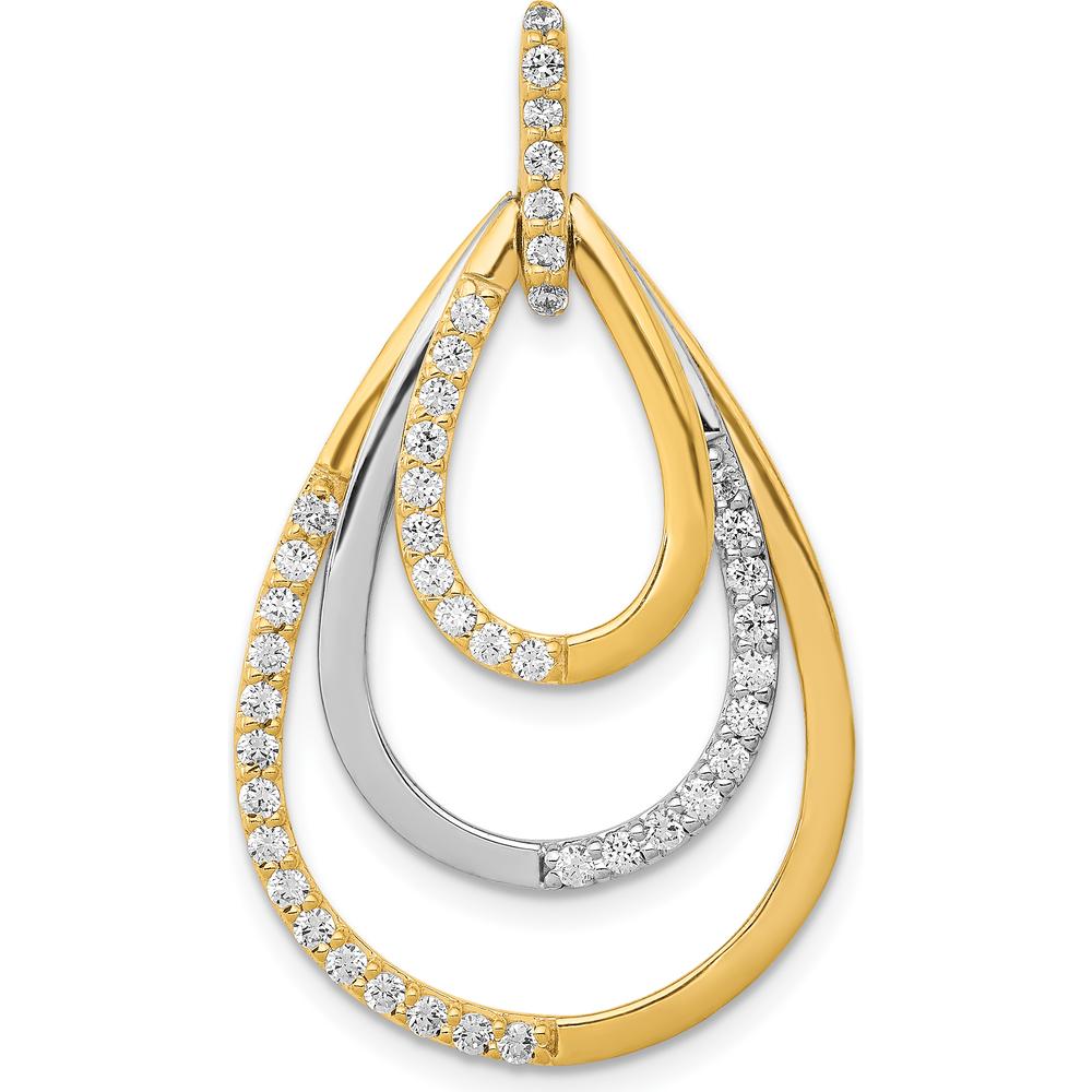 14K Two-Tone Gold Diamond Triple Teardrop Pendant - 1/2 Carat Total Diamond Weight by Monteluci Fine Jewelry