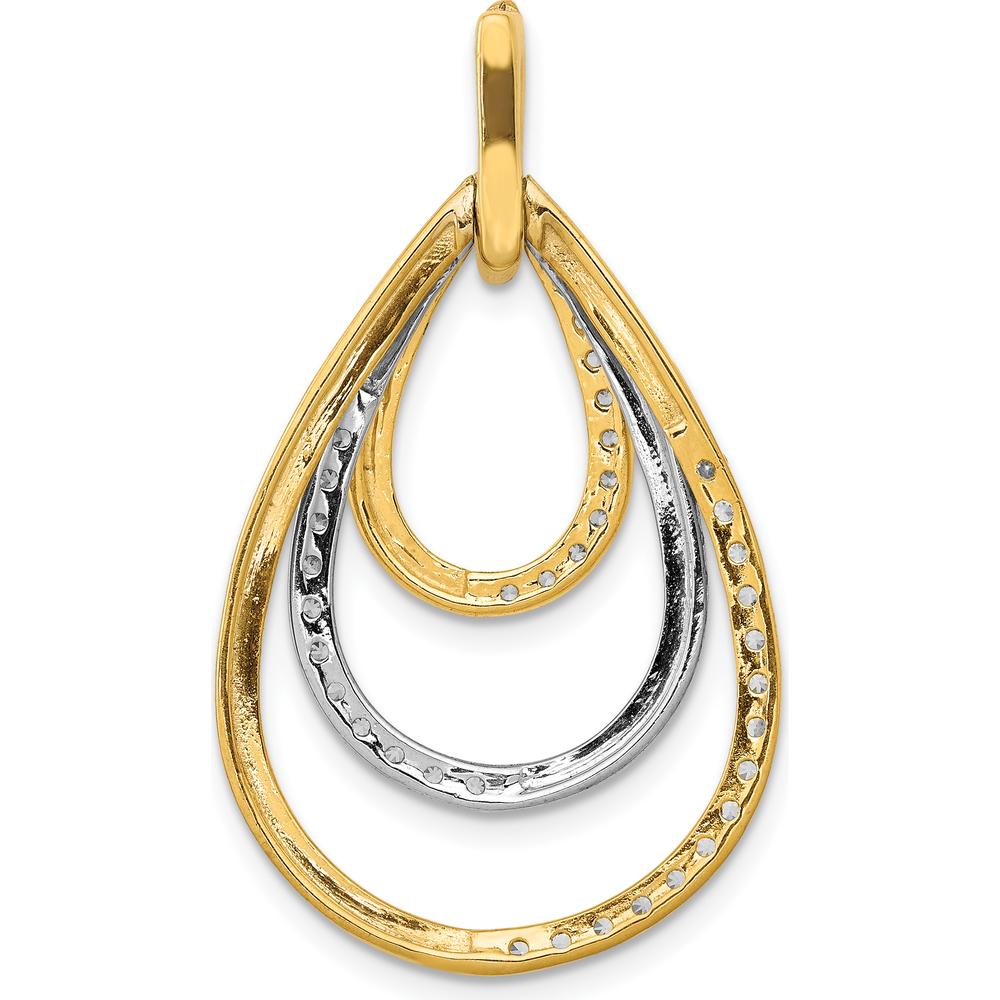 14K Two-Tone Gold Diamond Triple Teardrop Pendant - 1/2 Carat Total Diamond Weight by Monteluci Fine Jewelry