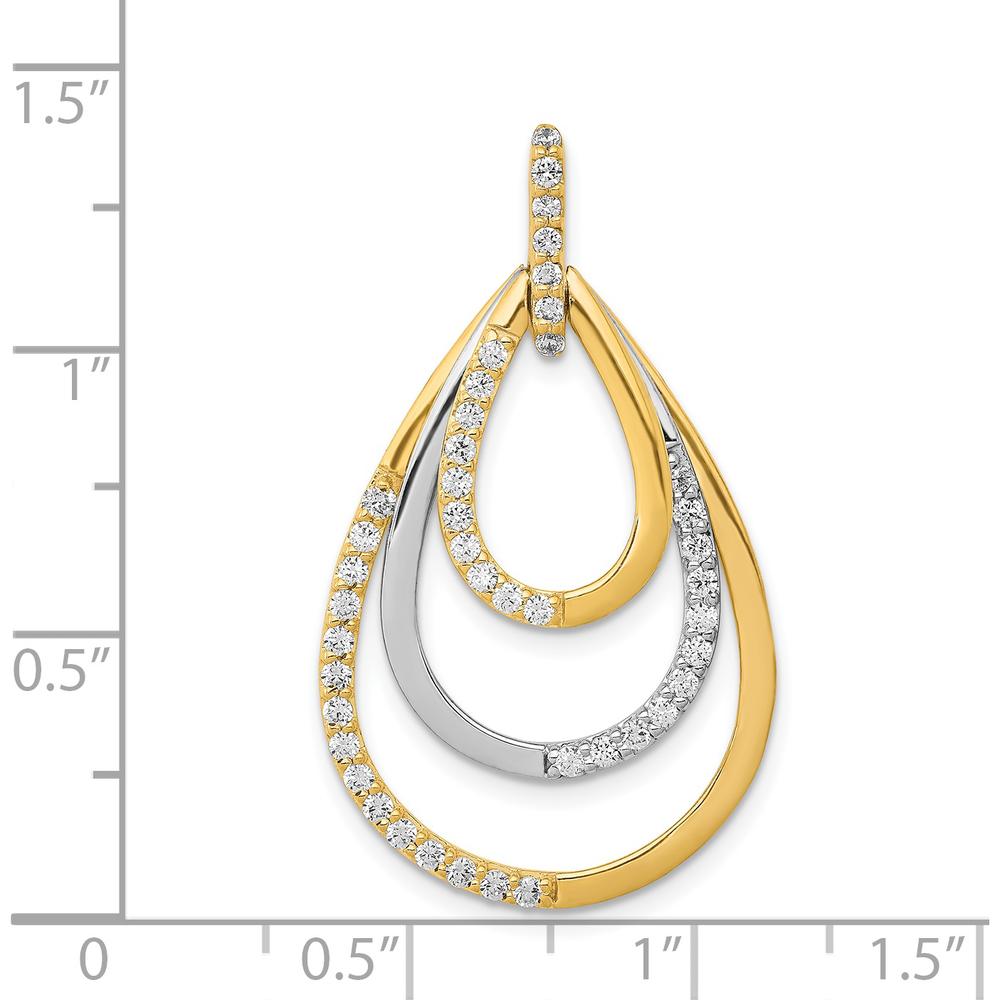 14K Two-Tone Gold Diamond Triple Teardrop Pendant - 1/2 Carat Total Diamond Weight by Monteluci Fine Jewelry