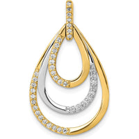 14K Two-Tone Gold Diamond Triple Teardrop Pendant with Round Diamonds - 0.21 Carat Total Diamond Weight by Monteluci Fine Jewelry