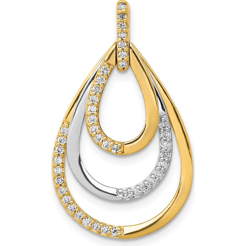 14K Two-Tone Gold Diamond Triple Teardrop Pendant with Round Diamonds - 0.21 Carat Total Diamond Weight by Monteluci Fine Jewelry