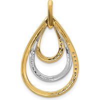 14K Two-Tone Gold Diamond Triple Teardrop Pendant with Round Diamonds - 0.21 Carat Total Diamond Weight by Monteluci Fine Jewelry