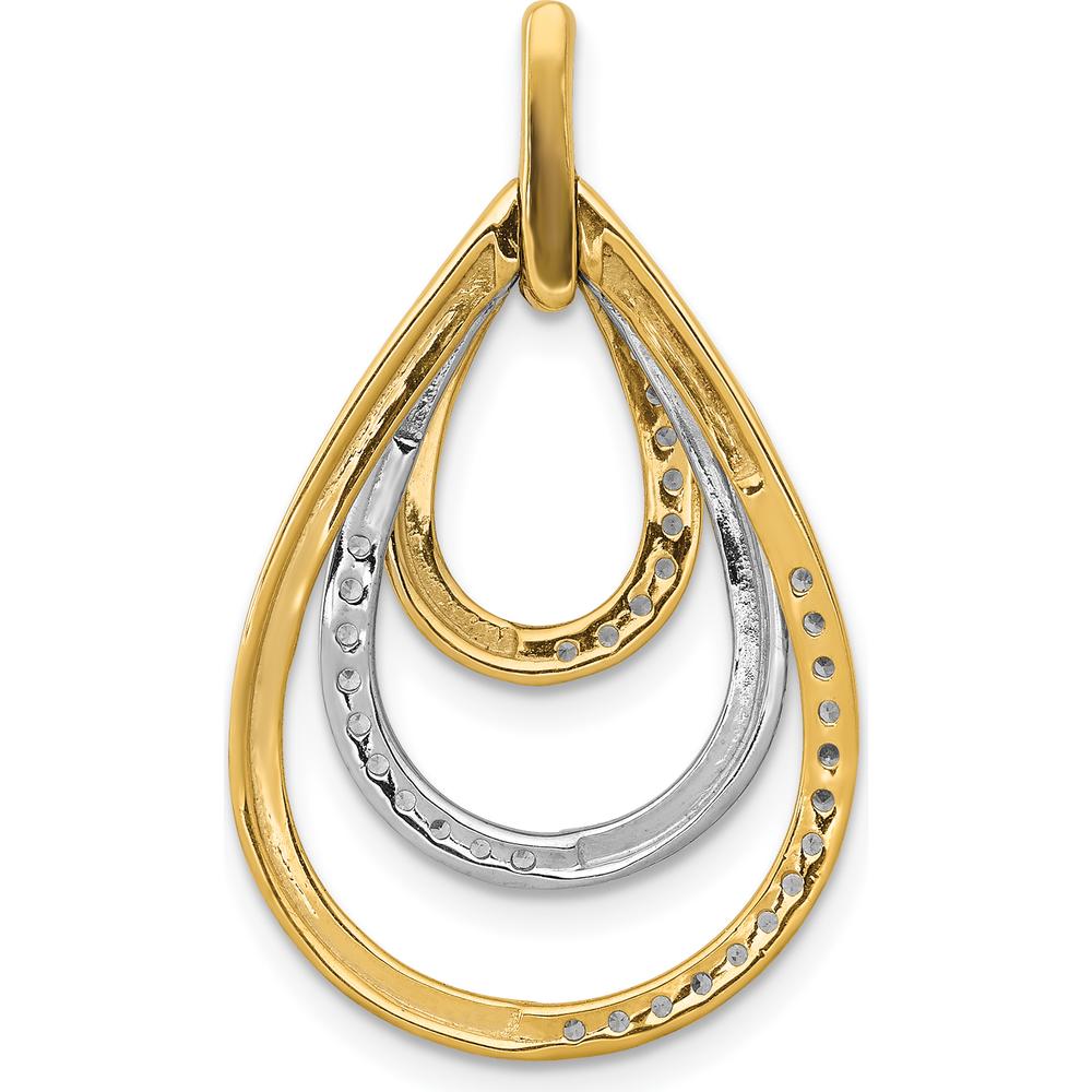 14K Two-Tone Gold Diamond Triple Teardrop Pendant with Round Diamonds - 0.21 Carat Total Diamond Weight by Monteluci Fine Jewelry