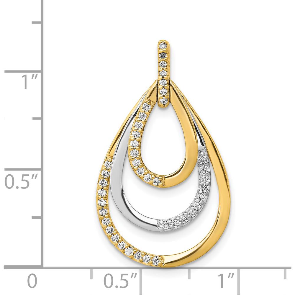 14K Two-Tone Gold Diamond Triple Teardrop Pendant with Round Diamonds - 0.21 Carat Total Diamond Weight by Monteluci Fine Jewelry