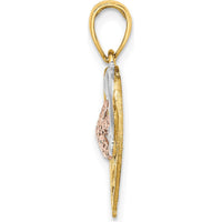 14K Two-Tone Gold Dolphin and Starfish Heart Charm with Rhodium Accents by Oro Pregiato