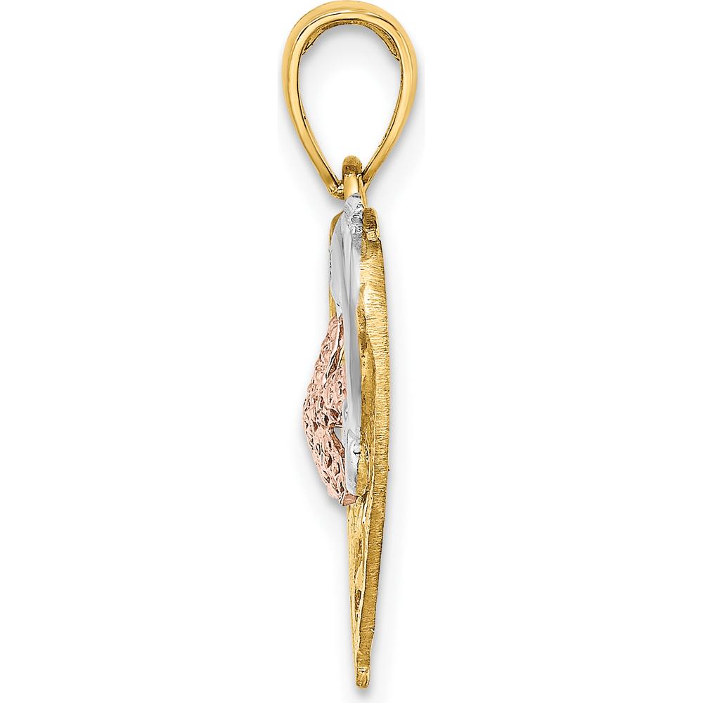 14K Two-Tone Gold Dolphin and Starfish Heart Charm with Rhodium Accents by Oro Pregiato