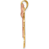 14K Two-Tone Gold Double Girls Friendship Engravable Charm Pendant - 25mm Length by Oro Pregiato