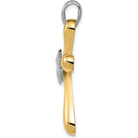 14K Two-Tone Gold Dove Cross Pendant with Polished Finish - 40mm Length by Oro Pregiato