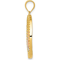 14K Two-Tone Gold Dragonfly in Circle Pendant with Rhodium Accents - 31mm Length by Oro Pregiato