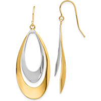 14K Two-Tone Gold Drop Earrings with French Wire Closure by Oro Pregiato