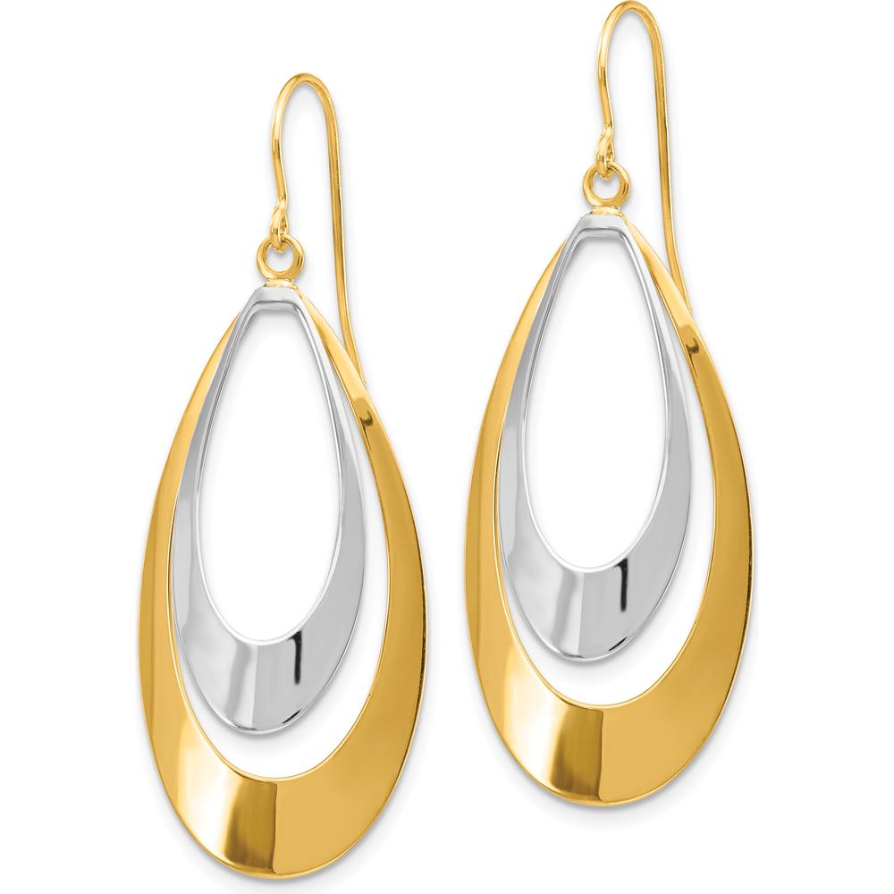 14K Two-Tone Gold Drop Earrings with French Wire Closure by Oro Pregiato