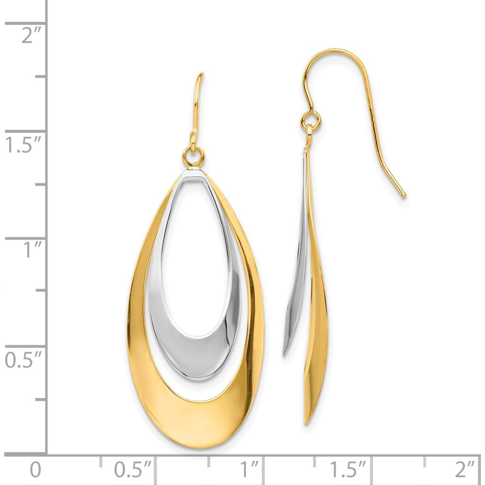 14K Two-Tone Gold Drop Earrings with French Wire Closure by Oro Pregiato