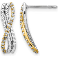 14K Two-Tone Gold Drop Earrings with Round Natural Diamonds - 0.027 Carats Total Diamond Weight by Monteluci Fine Jewelry