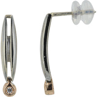 14K Two-Tone Gold Earrings with Bezel - Set 0.05 Carat Diamonds