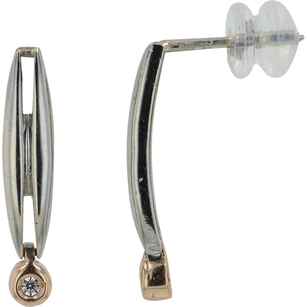 14K Two-Tone Gold Earrings with Bezel - Set 0.05 Carat Diamonds
