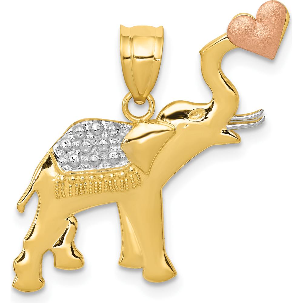 14K Two-Tone Gold Elephant Pendant with Rose Gold Heart by Oro Pregiato
