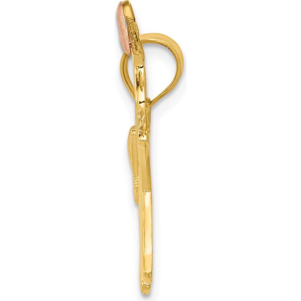 14K Two-Tone Gold Elephant Pendant with Rose Gold Heart by Oro Pregiato