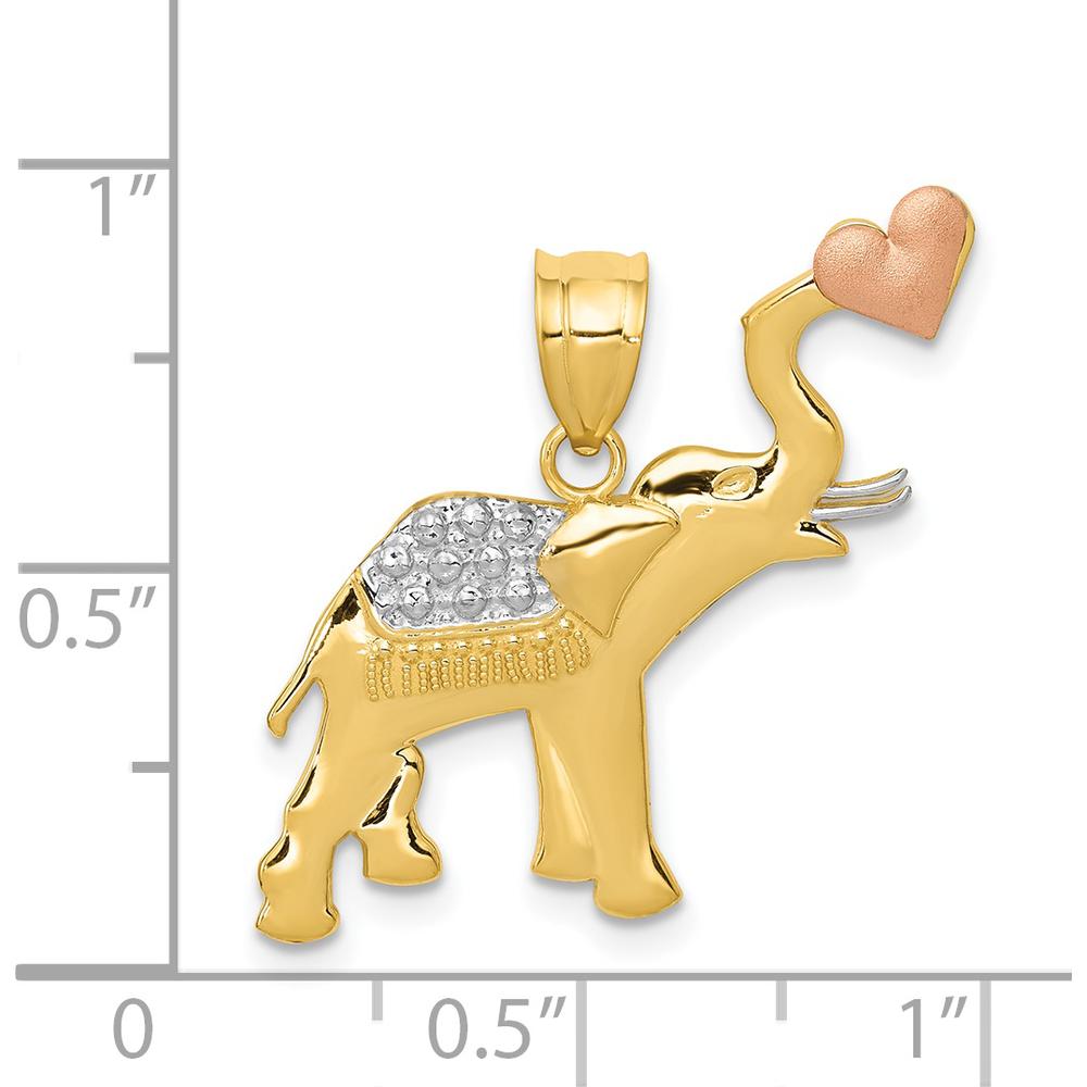 14K Two-Tone Gold Elephant Pendant with Rose Gold Heart by Oro Pregiato
