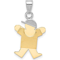 14K Two-Tone Gold Engravable Kids Boy Charm Pendant - 25mm Length by Oro Pregiato