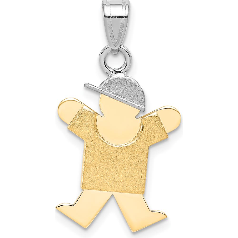 14K Two-Tone Gold Engravable Kids Boy Charm Pendant - 25mm Length by Oro Pregiato