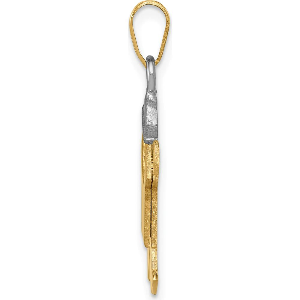 14K Two-Tone Gold Engravable Kids Boy Charm Pendant - 25mm Length by Oro Pregiato