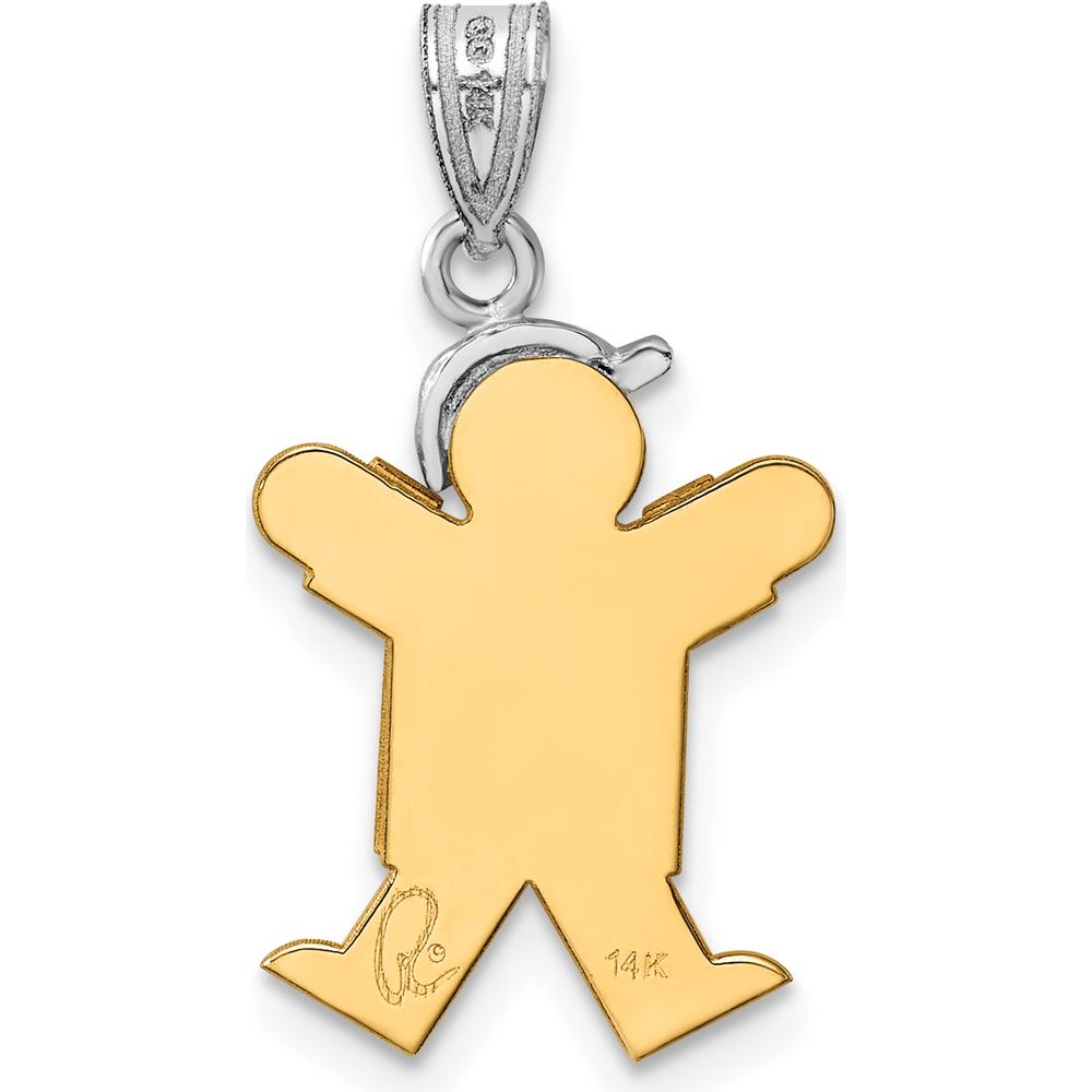 14K Two-Tone Gold Engravable Kids Boy Charm Pendant - 25mm Length by Oro Pregiato