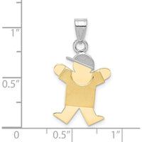 14K Two-Tone Gold Engravable Kids Boy Charm Pendant - 25mm Length by Oro Pregiato