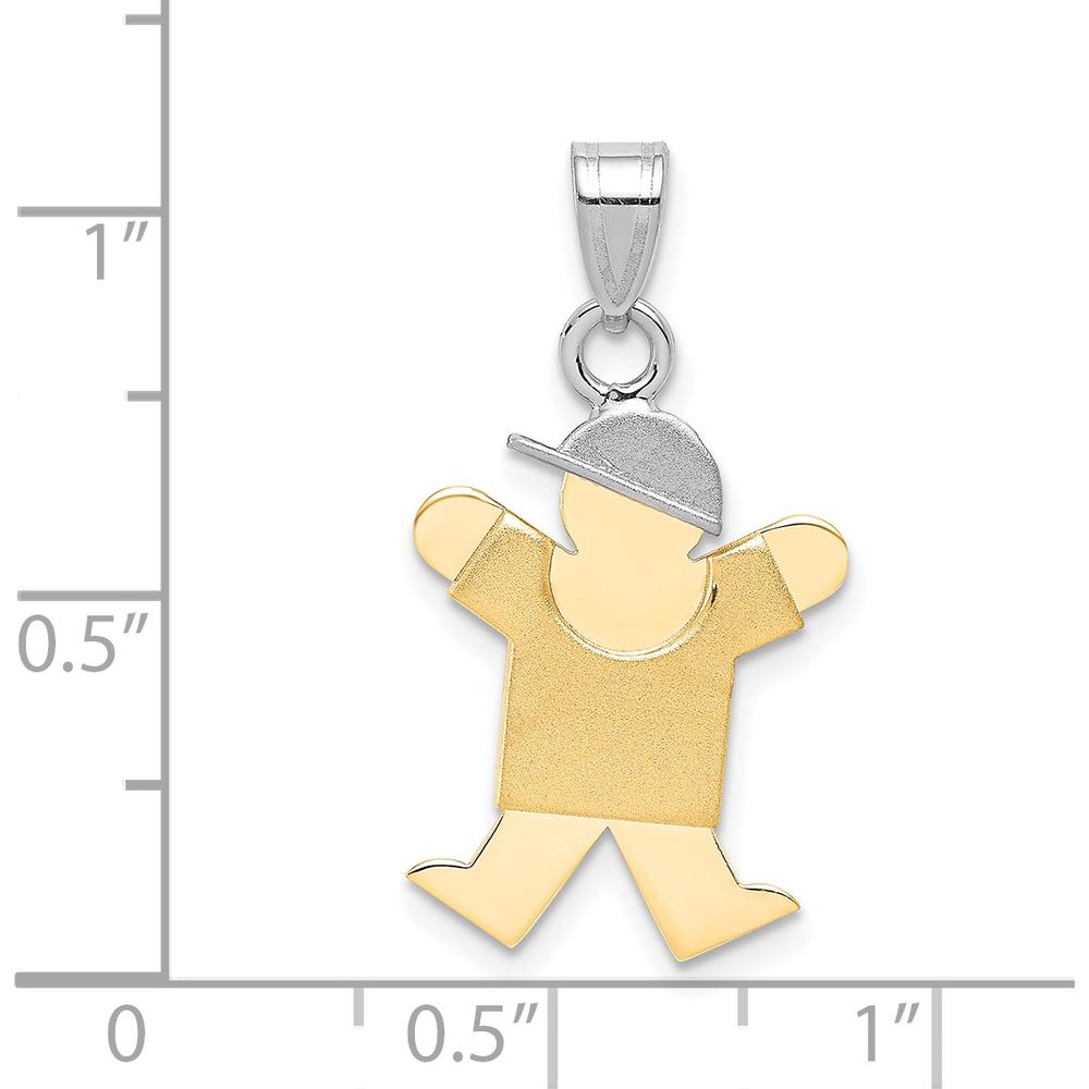 14K Two-Tone Gold Engravable Kids Boy Charm Pendant - 25mm Length by Oro Pregiato