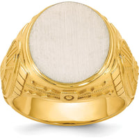14K Two-Tone Gold Engravable Round Signet Ring - Personalized Customizable Statement Ring for Men by IBGoodman