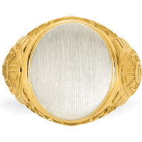 14K Two-Tone Gold Engravable Round Signet Ring - Personalized Customizable Statement Ring for Men by IBGoodman