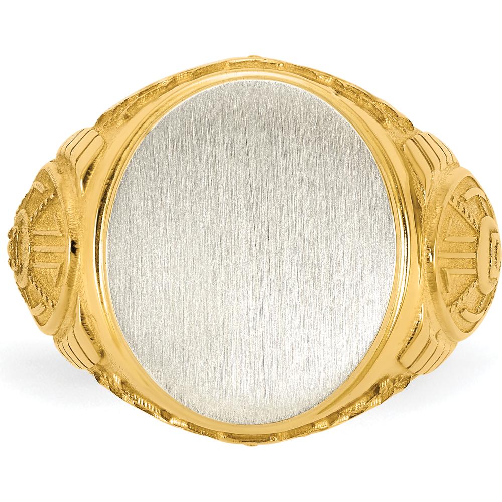 14K Two-Tone Gold Engravable Round Signet Ring - Personalized Customizable Statement Ring for Men by IBGoodman