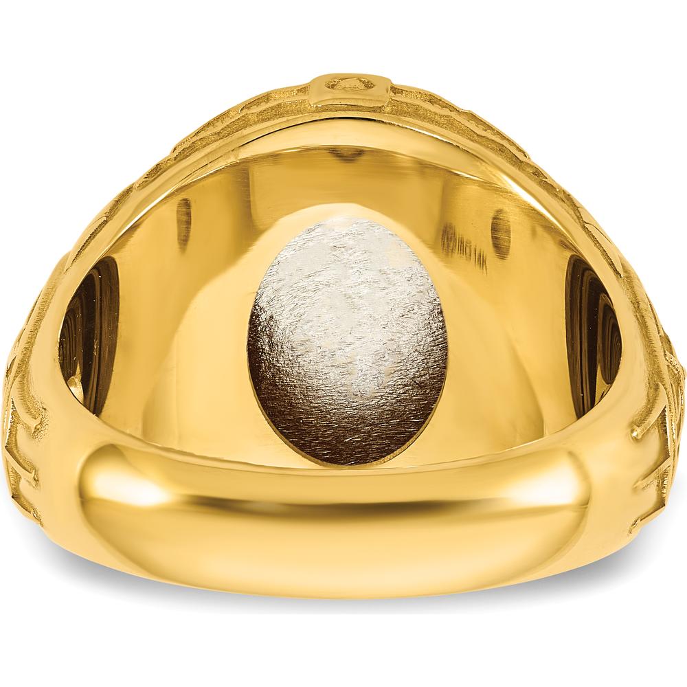 14K Two-Tone Gold Engravable Round Signet Ring - Personalized Customizable Statement Ring for Men by IBGoodman