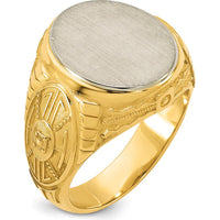 14K Two-Tone Gold Engravable Round Signet Ring - Personalized Customizable Statement Ring for Men by IBGoodman