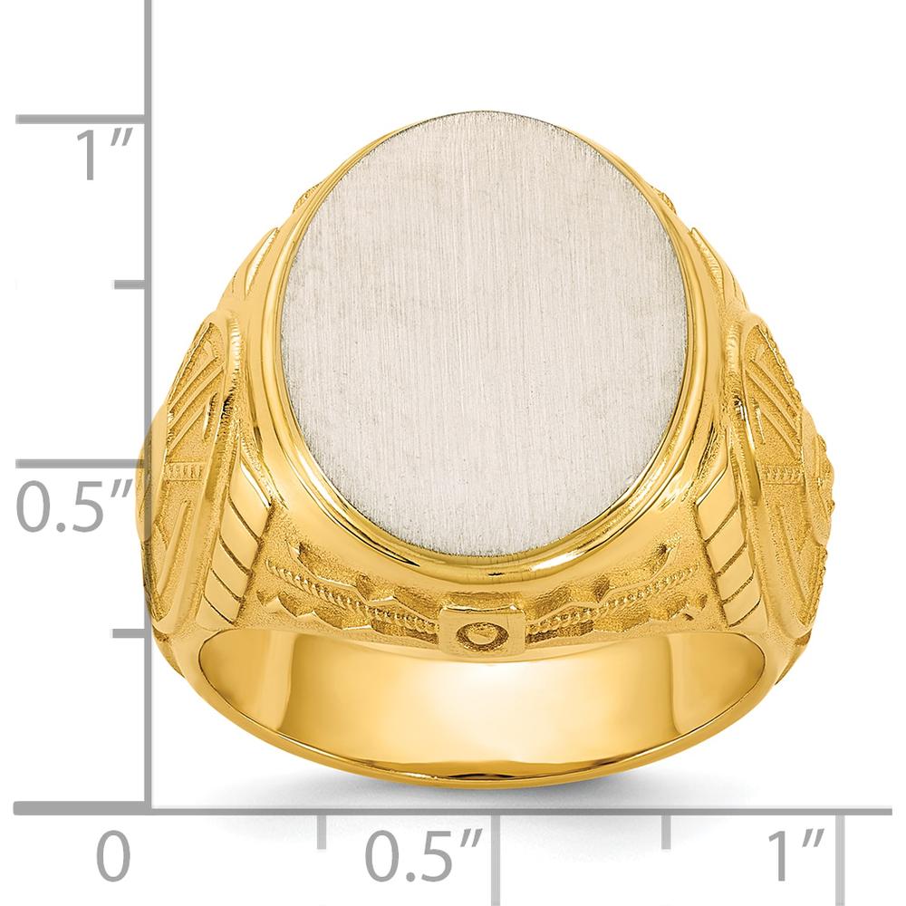 14K Two-Tone Gold Engravable Round Signet Ring - Personalized Customizable Statement Ring for Men by IBGoodman