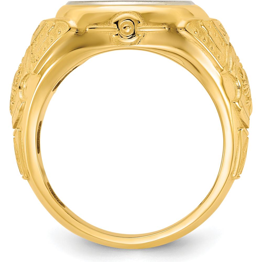14K Two-Tone Gold Engravable Signet Ring for Men - Personalized Gift Jewelry by IBGoodman