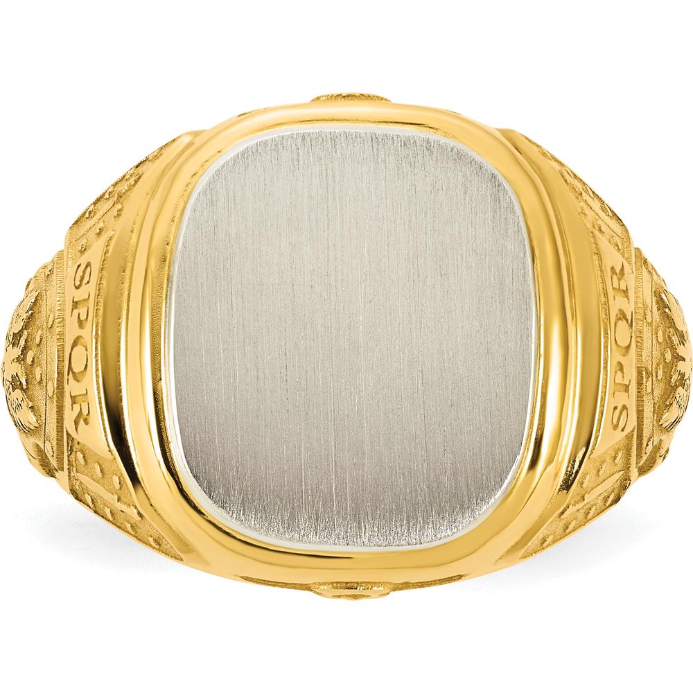 14K Two-Tone Gold Engravable Signet Ring for Men - Personalized Gift Jewelry by IBGoodman