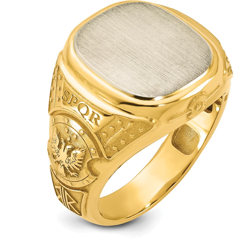 14K Two-Tone Gold Engravable Signet Ring for Men - Personalized Gift Jewelry by IBGoodman