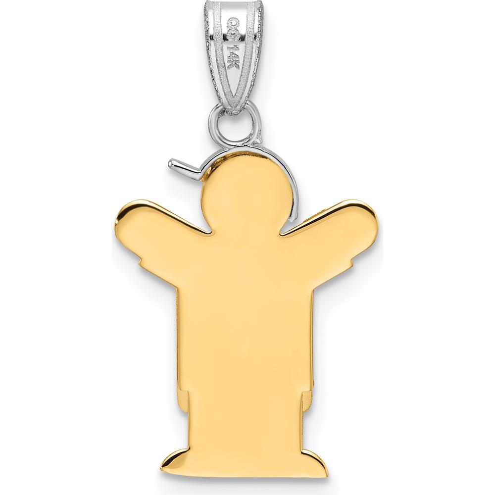 14K Two-Tone Gold Engravable The Kids Small Boy with Hat Pendant - 25mm Length by Oro Pregiato