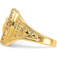 14K Two-Tone Gold Equestrian Horseshoe Ring with Sculpted Horse Design by IBGoodman