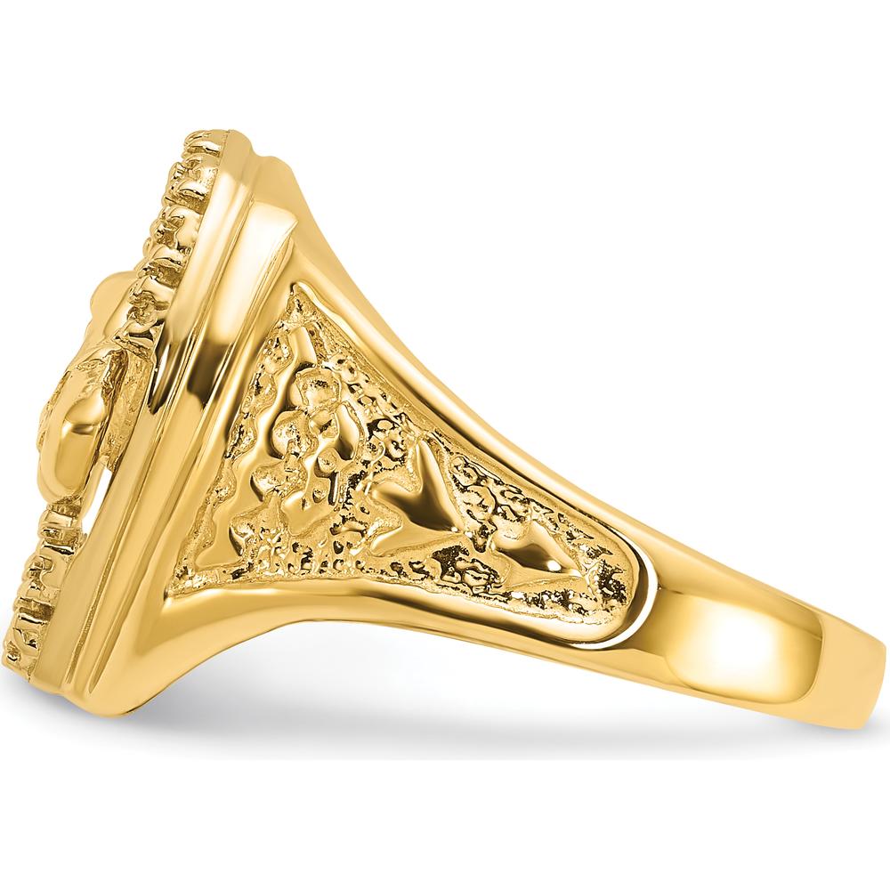 14K Two-Tone Gold Equestrian Horseshoe Ring with Sculpted Horse Design by IBGoodman