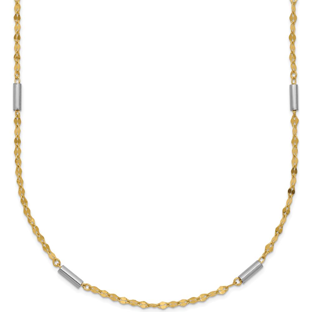 14K Two-Tone Gold Fancy 18" Diamond-cut Chain Necklace by 0