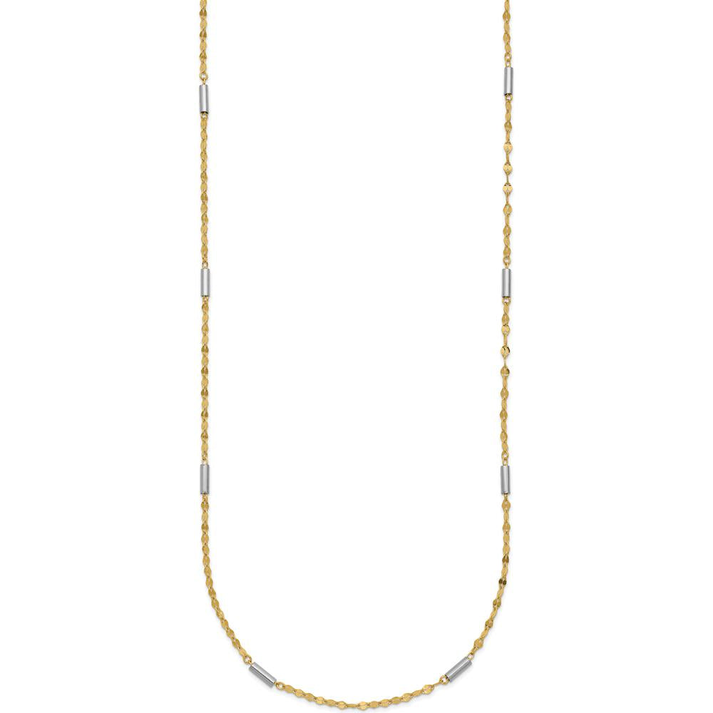 14K Two-Tone Gold Fancy 18" Diamond-cut Chain Necklace by 0