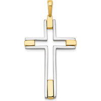 14K Two-Tone Gold Fancy Cross Pendant - Faith-Inspired Design by Oro Pregiato