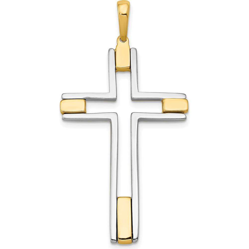 14K Two-Tone Gold Fancy Cross Pendant - Faith-Inspired Design by Oro Pregiato