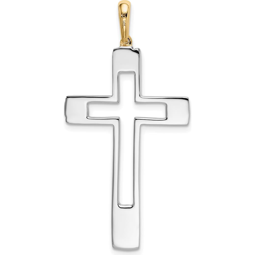 14K Two-Tone Gold Fancy Cross Pendant - Faith-Inspired Design by Oro Pregiato